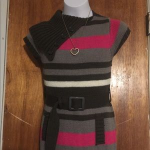 Pink/ grey/ white sweater dress SZ: 6/6X